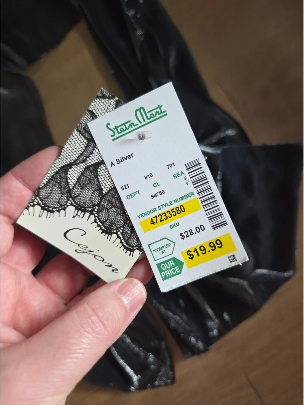 Cejon sheer black metallic evening scarf